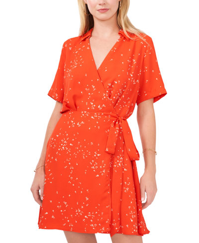 Shop Vince Camuto Sporadic Stems Wrap Dress In Blaze Orange