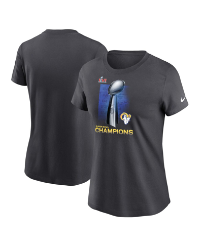 Nike Women's  Anthracite Los Angeles Rams Super Bowl Lvi Champions Lombardi Trophy T-shirt In Anthracite