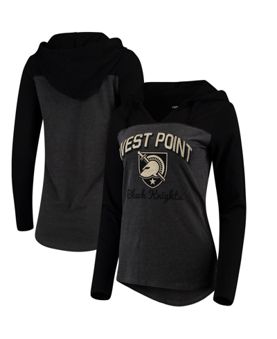 Shop Camp David Women's Charcoal Army Black Knights Knockout Color Block Long Sleeve V-neck Hoodie T-shirt