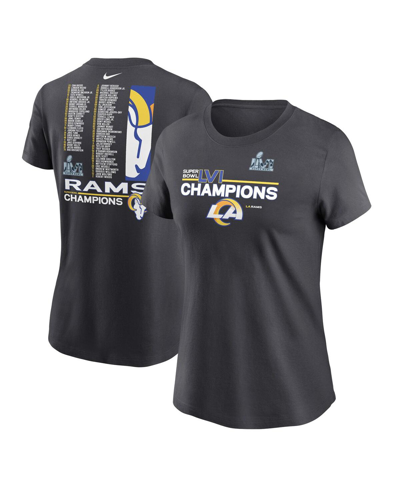 Nike Women's Super Bowl Lvi Champions Roster (nfl Los Angeles Rams) T-shirt In Anthracite