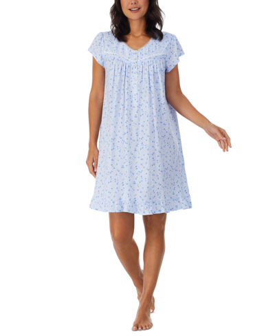Shop Eileen West Cotton Jersey Printed Short Nightgown In Peri Print