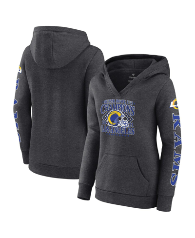 Fanatics Branded Heathered Charcoal Los Angeles Rams Super Bowl Lvi Champions Retro Pullover Hoodie In Heathered Charcoal