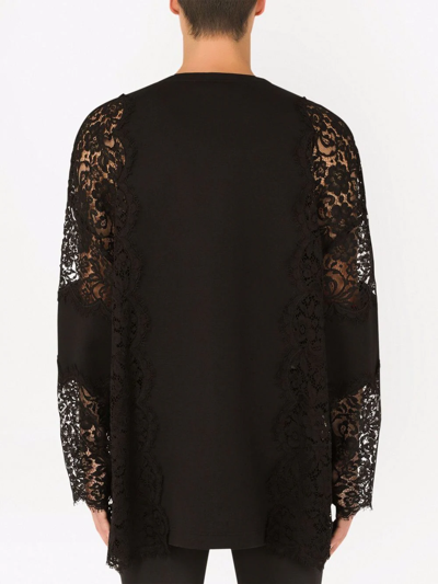 Shop Dolce & Gabbana Lace-detail Long-sleeve T-shirt In Black