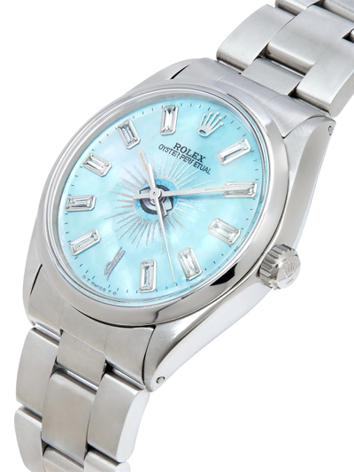 Jacquie Aiche  Customised Rolex Oyster Perpetual 34mm In Blue