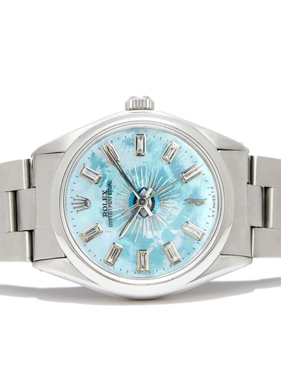 Jacquie Aiche  Customised Rolex Oyster Perpetual 34mm In Blue