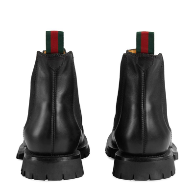 Shop Gucci Kyra Web Detail Chelsea Boots In Black