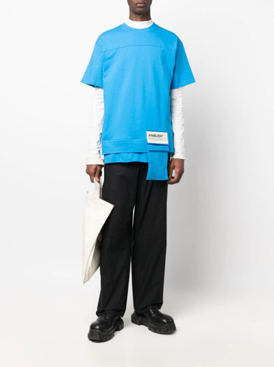 Ambush Waist Pocket T-shirt Deep Water White As In Blue