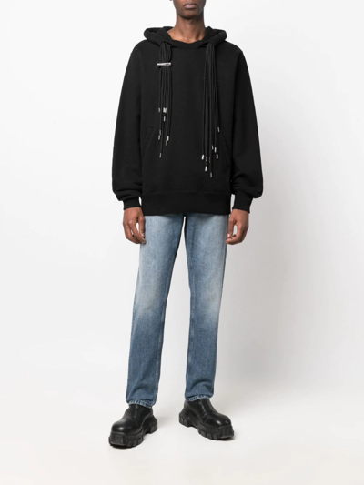 Shop Ambush Drawstring Cotton Hoodie In Black