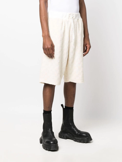 Ambush Monogram Towelling-finish Track Shorts In Neutrals