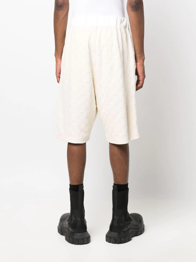 Ambush Monogram Towelling-finish Track Shorts In Neutrals