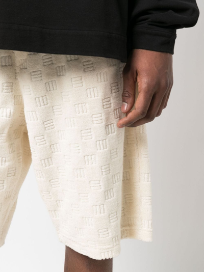 Ambush Monogram Towelling-finish Track Shorts In Neutrals