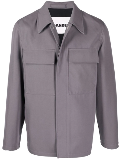 Shop Jil Sander Long-sleeve Button-fastening Jacket In Grey