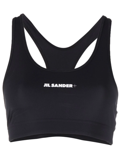 Shop Jil Sander Logo-print Sports Bra In Schwarz