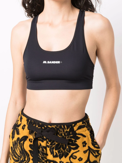 Shop Jil Sander Logo-print Sports Bra In Schwarz