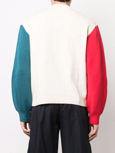 Shop Jil Sander Colour-block Knit Jumper In Red