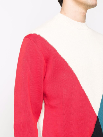 Shop Jil Sander Colour-block Knit Jumper In Red