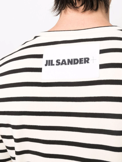 Shop Jil Sander Ribbed Stripe-pattern Knit Jumper In Black