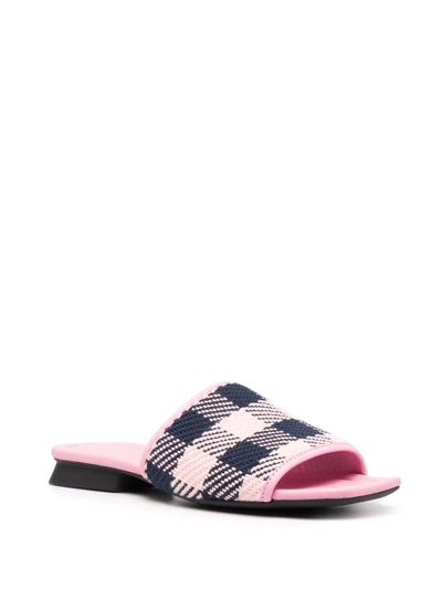 Camper Casi Myra Plaid Slide Sandal In Blue