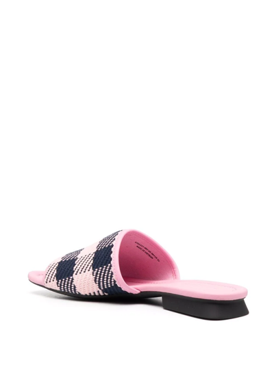 Camper Casi Myra Plaid Slide Sandal In Blue