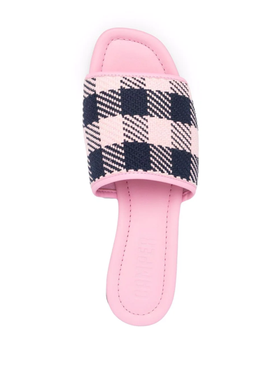 Camper Casi Myra Plaid Slide Sandal In Blue