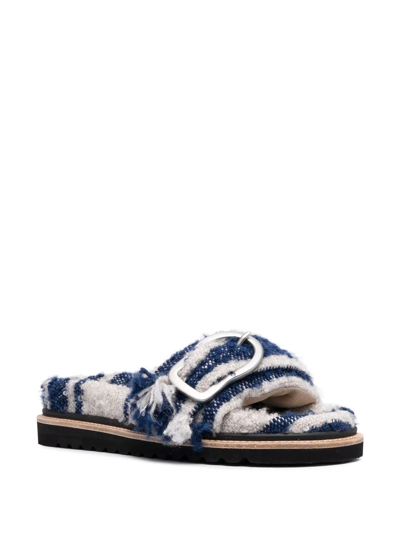 Shop Dorothee Schumacher Striped Tweed Sandals In Blue