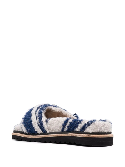 Shop Dorothee Schumacher Striped Tweed Sandals In Blue