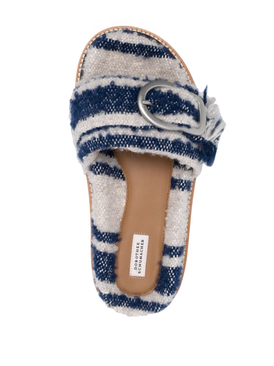 Shop Dorothee Schumacher Striped Tweed Sandals In Blue