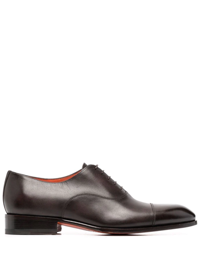 Santoni Men's Isaac Cap-toe Leather Oxfords In Dark Brown | ModeSens