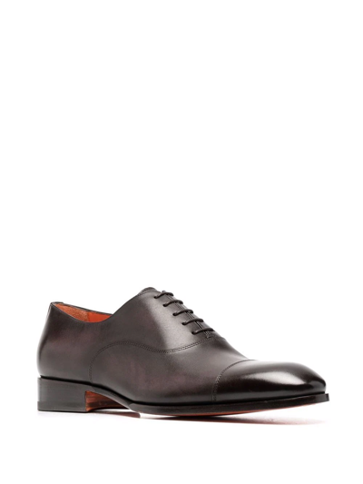 Shop Santoni Lace-up Leather Oxford Shoes In Brown
