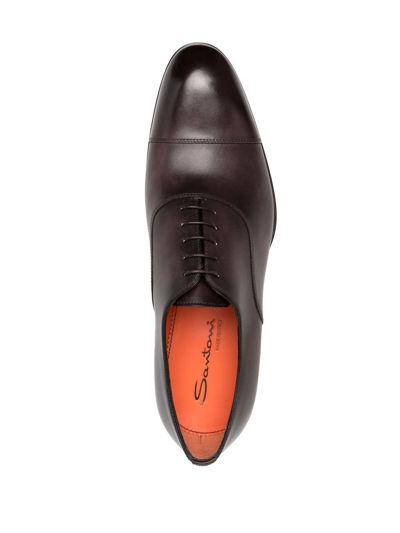 Shop Santoni Lace-up Leather Oxford Shoes In Brown