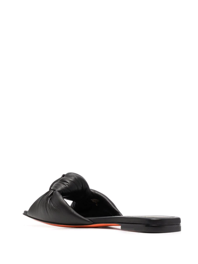 Shop Santoni Knot-strap Leather Sandals In Black