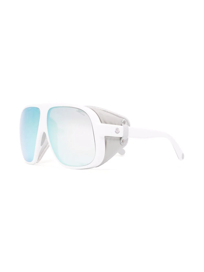 Shop Moncler Mask-frame Sunglasses In Weiss