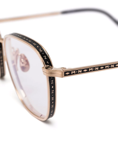 Shop Matsuda Embossed Round-frame Glasses In Gold
