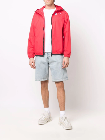Shop Comme Des Garçons Play X K-way Zip Hooded Jacket In Red
