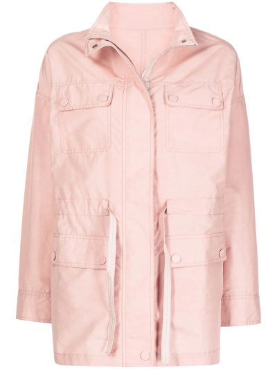 Shop Yves Salomon Cargo-pocket Drawstring Shirt Jacket In Pink