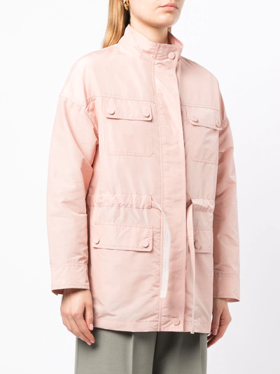 Shop Yves Salomon Cargo-pocket Drawstring Shirt Jacket In Pink