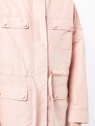 Shop Yves Salomon Cargo-pocket Drawstring Shirt Jacket In Pink