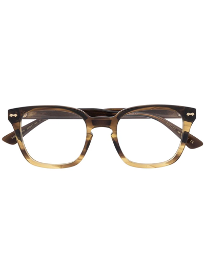 Shop Gucci Tortoiseshell-effect Square Glasses In Brown