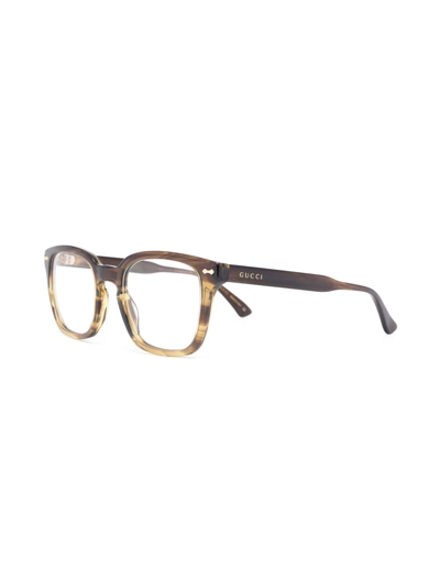 Shop Gucci Tortoiseshell-effect Square Glasses In Brown