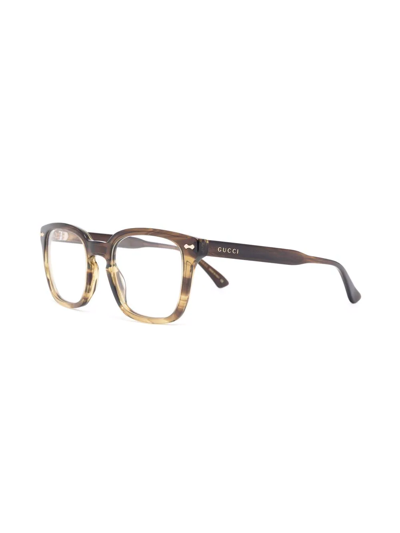 Gucci Tortoiseshell-effect Square Glasses In Brown