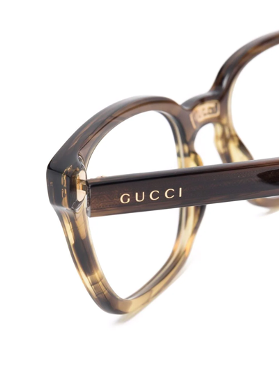 Shop Gucci Tortoiseshell-effect Square Glasses In Brown