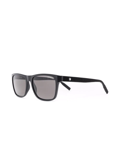 Shop Montblanc Mb0209s Square Sunglasses In Black
