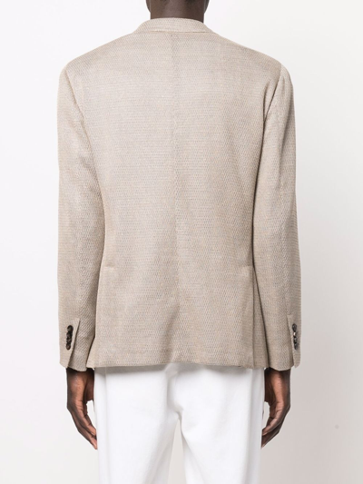 Lardini Linen Blend Classic Tailored Blazer In Neutrals