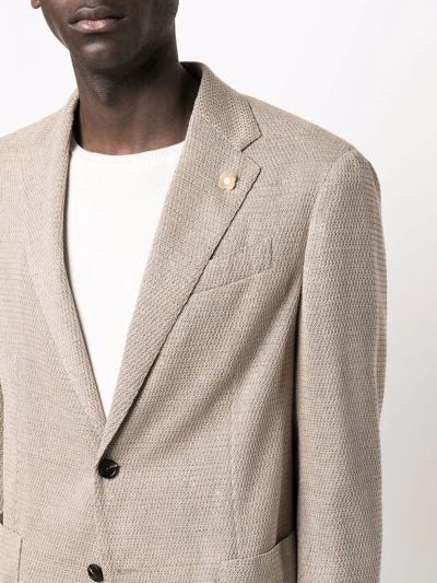 Lardini Linen Blend Classic Tailored Blazer In Neutrals
