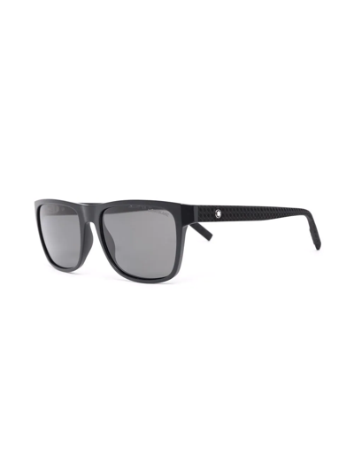 Montblanc Logo Square Tinted Sunglasses In Black