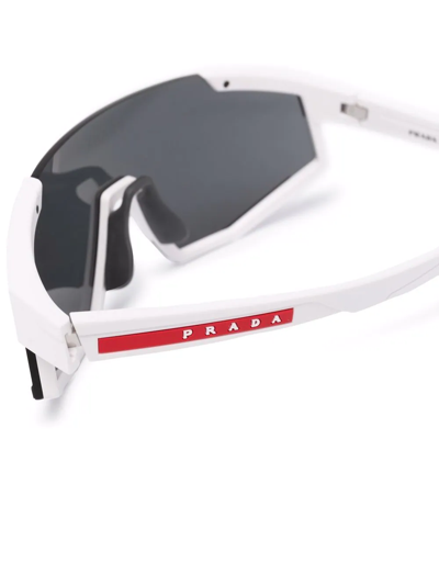 Shop Prada Mask-frame Sunglasses In White