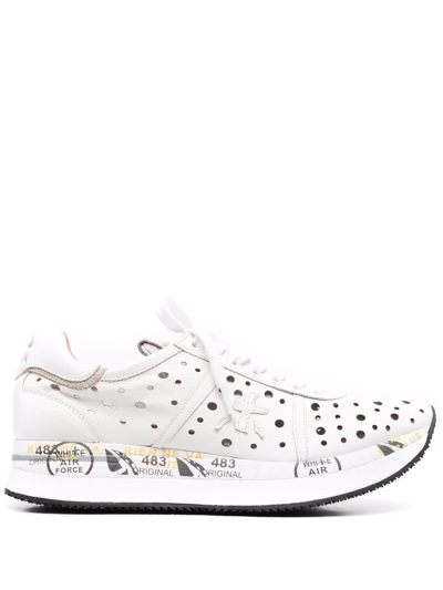 Shop Premiata Conny Perforated Sneakers In White