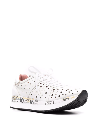 Shop Premiata Conny Perforated Sneakers In White