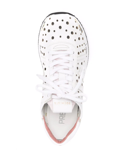 Shop Premiata Conny Perforated Sneakers In White