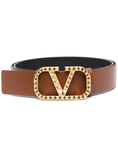 Shop Valentino Vlogo Signature Belt In Brown